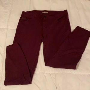 Maroon skinny stretch pants